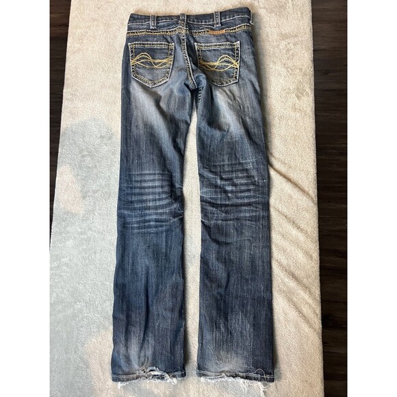 Cowgirl Tuff Western Jeans Women’s Size 26 Low Rise Raw Hem Straight Leg Studded - Picture 9 of 11